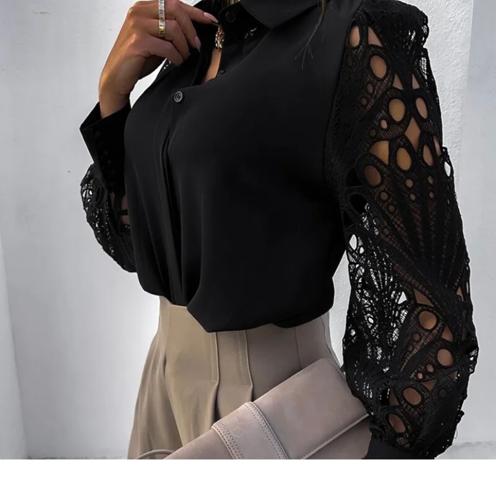 Last Call ‼️ Ladies Lace Long Sleeve Blouse,Office Work Shirt. - Picture 4 of 8